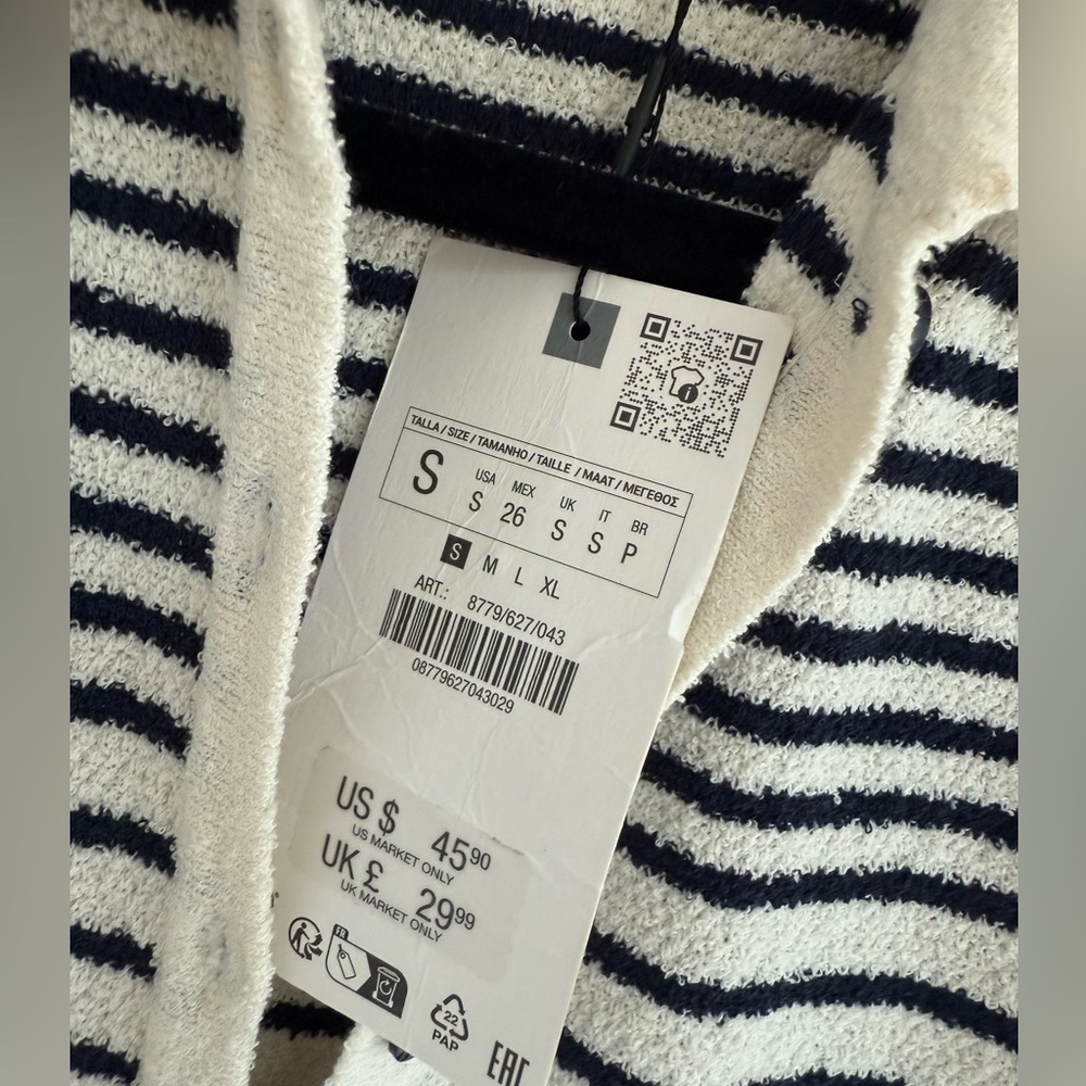ZARA Striped Navy and White Sweater Dress - Picture 5 of 6